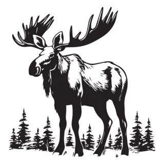 Mountain Moose Black Sticker Die Cut Vinyl Decal