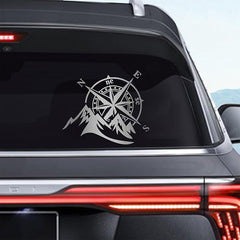 mountain compass vinyl decal black die cut adventure sticker for cars trucks windows laptops