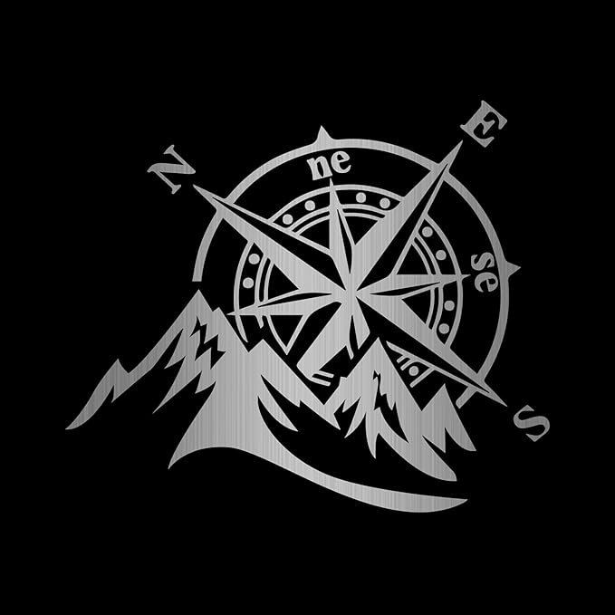 mountain compass vinyl decal black die cut adventure sticker for cars trucks windows laptops