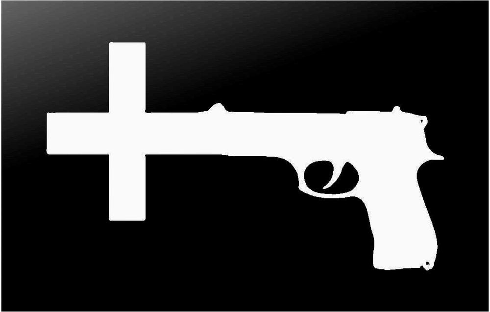 nin‑gun‑cross‑vinyl‑decal white waterproof for cars trucks laptops