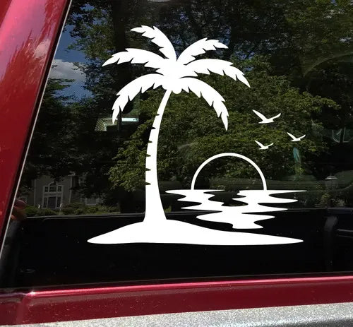 Beach Palm Tree Decal Car Sticker Luggage Sticker For Car Die Cut Vinyl Decal