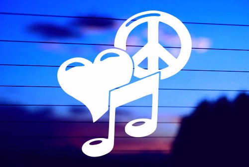Peace Love Music vinyl die cut decal for cars trucks laptops windows
