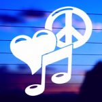 Peace Love Music vinyl die cut decal for cars trucks 