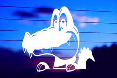 Peeking Alligator vinyl die cut decal for cars, trucks, windows, and laptops