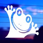 peeking-frog-vinyl-decal-on-car-window-bumper