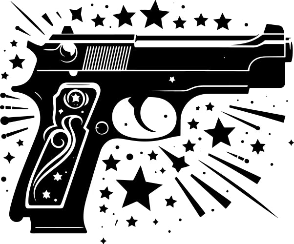 Pistol gun black and white  Die Cut Vinyl Decal