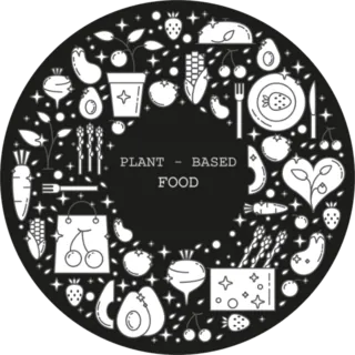 Plant Based Food Doodles White On Black Sticker Die Cut Vinyl Decal