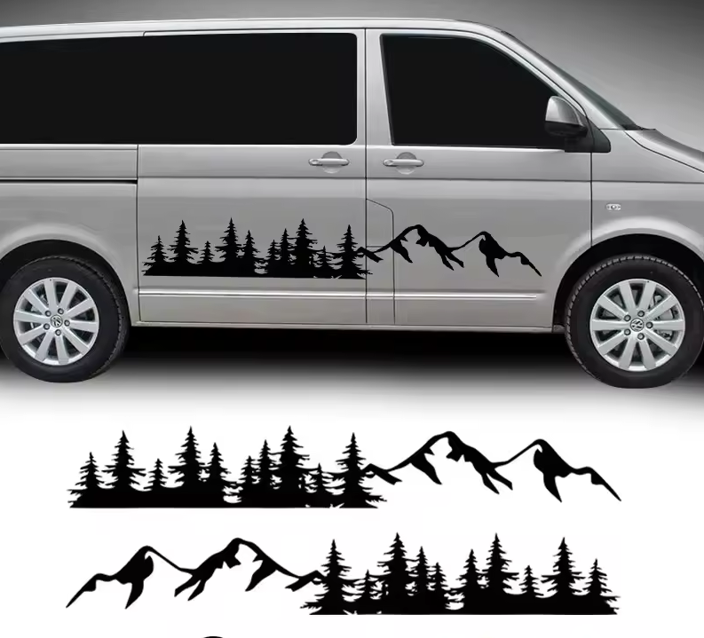 Car Stickers 2 Pac Door Side Stick Mountain Forest Decals Die Cut Vinyl Decal