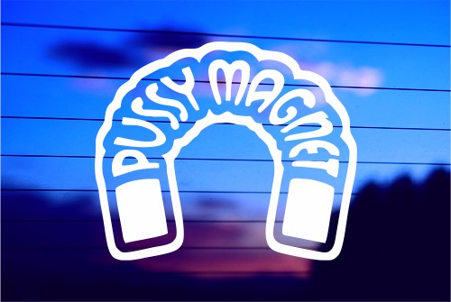Pussy Magnet vinyl die cut decal for cars, trucks, windows, and laptops