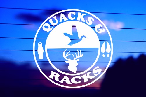 Quacks & Racks vinyl die cut decal for cars, trucks, windows, and laptops