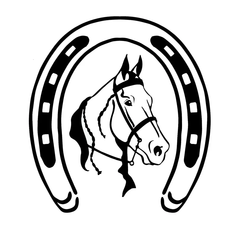S1 2081 Horseshoe And Horse Head Car Decals Die Cut Vinyl Decal