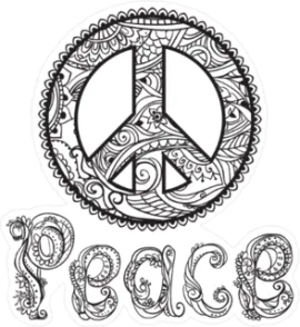 Retro Black and White Peace Sign Sticker Die Cut Vinyl Decal