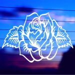 Rose With Leaves vinyl die cut decal for cars trucks laptops windows