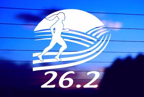 Running 26.2 marathon vinyl die cut decal for cars, trucks, windows, and laptops