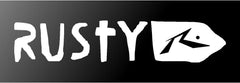 rusty‑logo‑vinyl‑sticker black die cut decal for vehicle windows laptops