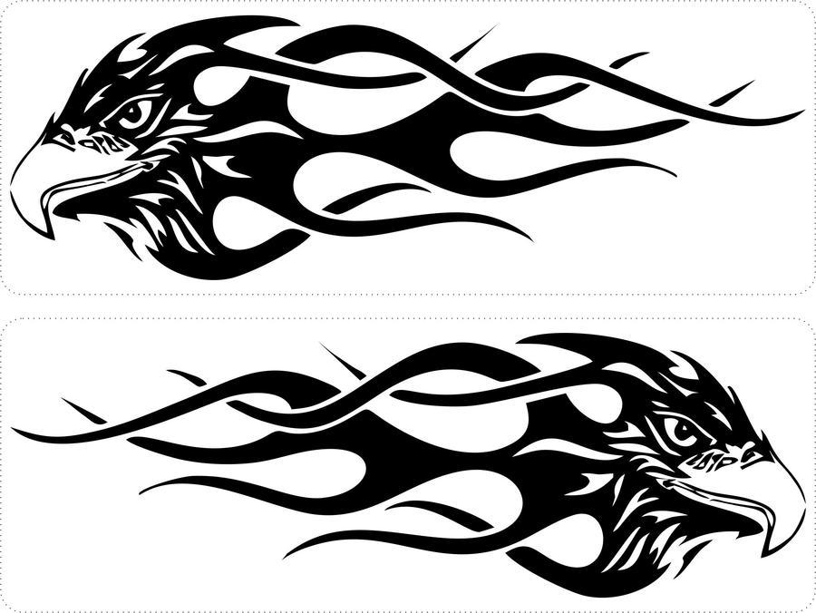 Car Motorbike Eagle Tribal Flame Black Die Cut Vinyl Decal