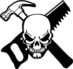 Carpenter Skull Construction Worker Builder Die Cut Vinyl Decal