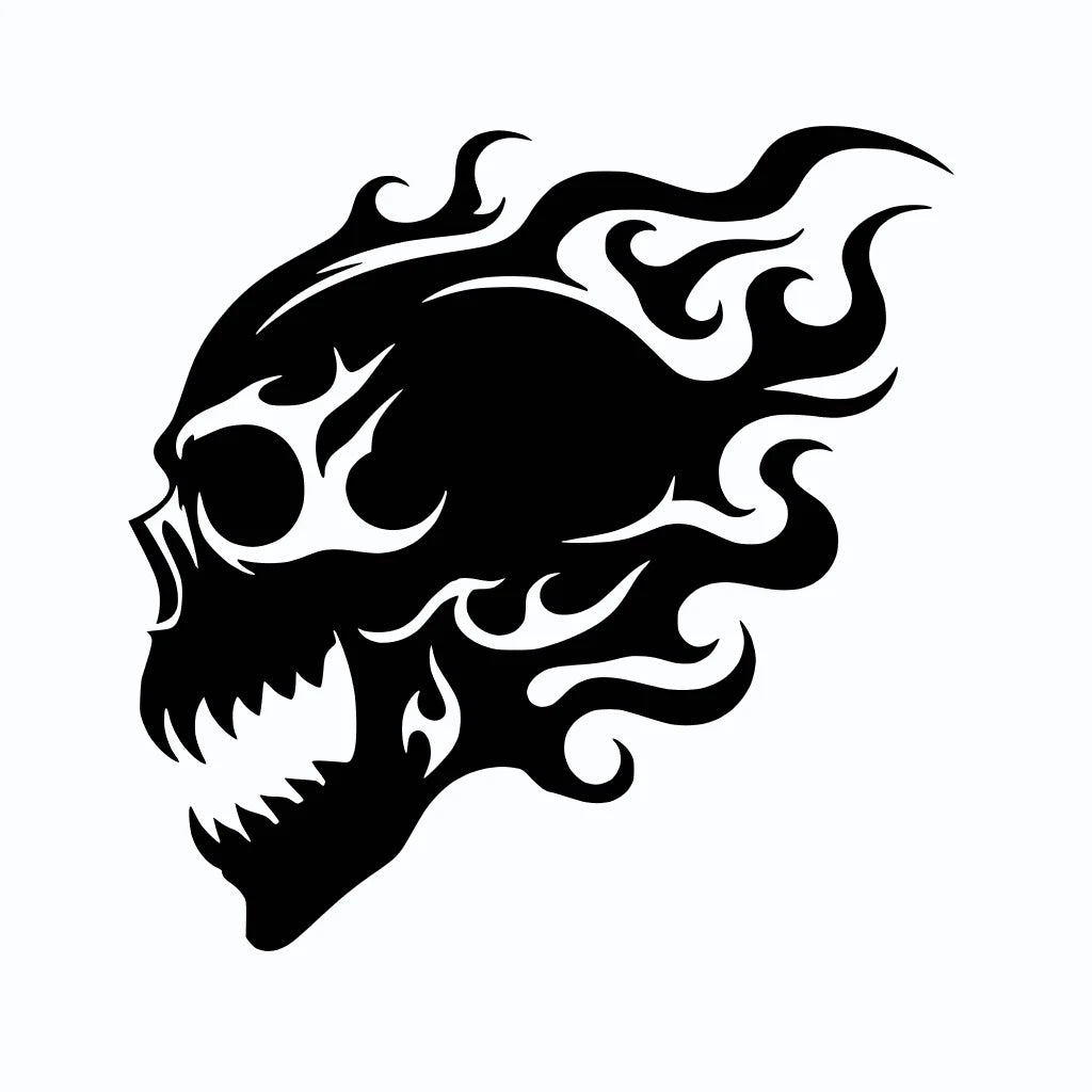 Fire Flaming Skull  Die Cut Vinyl Decal