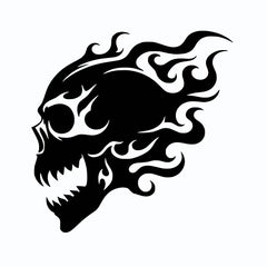 Fire Flaming Skull  Die Cut Vinyl Decal