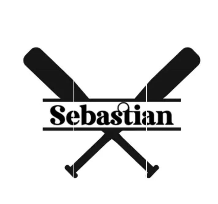 Baseball Split Monogram Die Cut Vinyl Decal