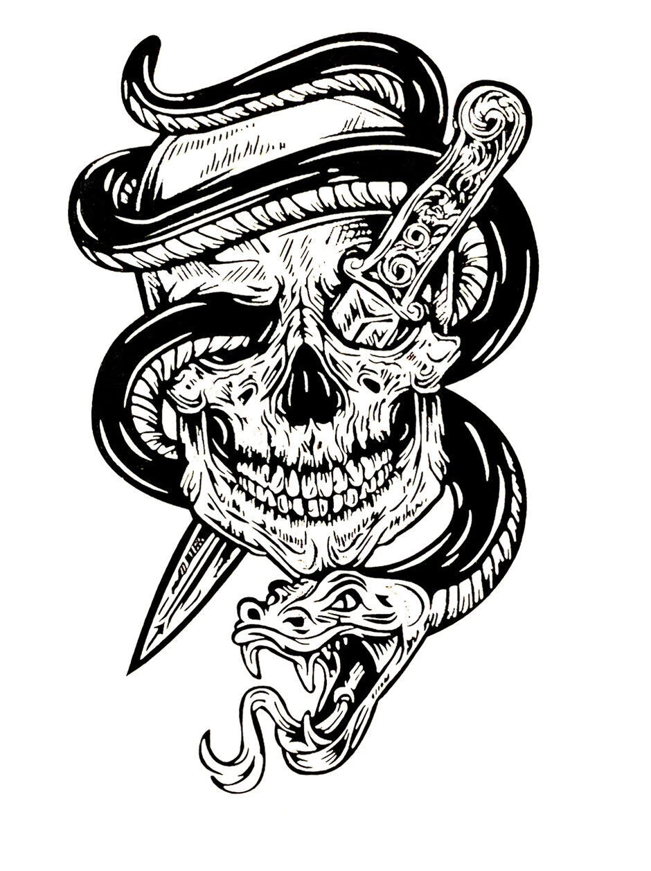 Skull And Snake Die Cut Vinyl Decal