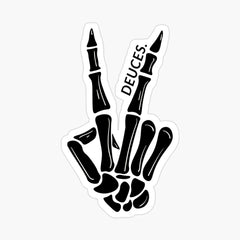 Deuces Skeleton Hand Die Cut Vinyl Decal