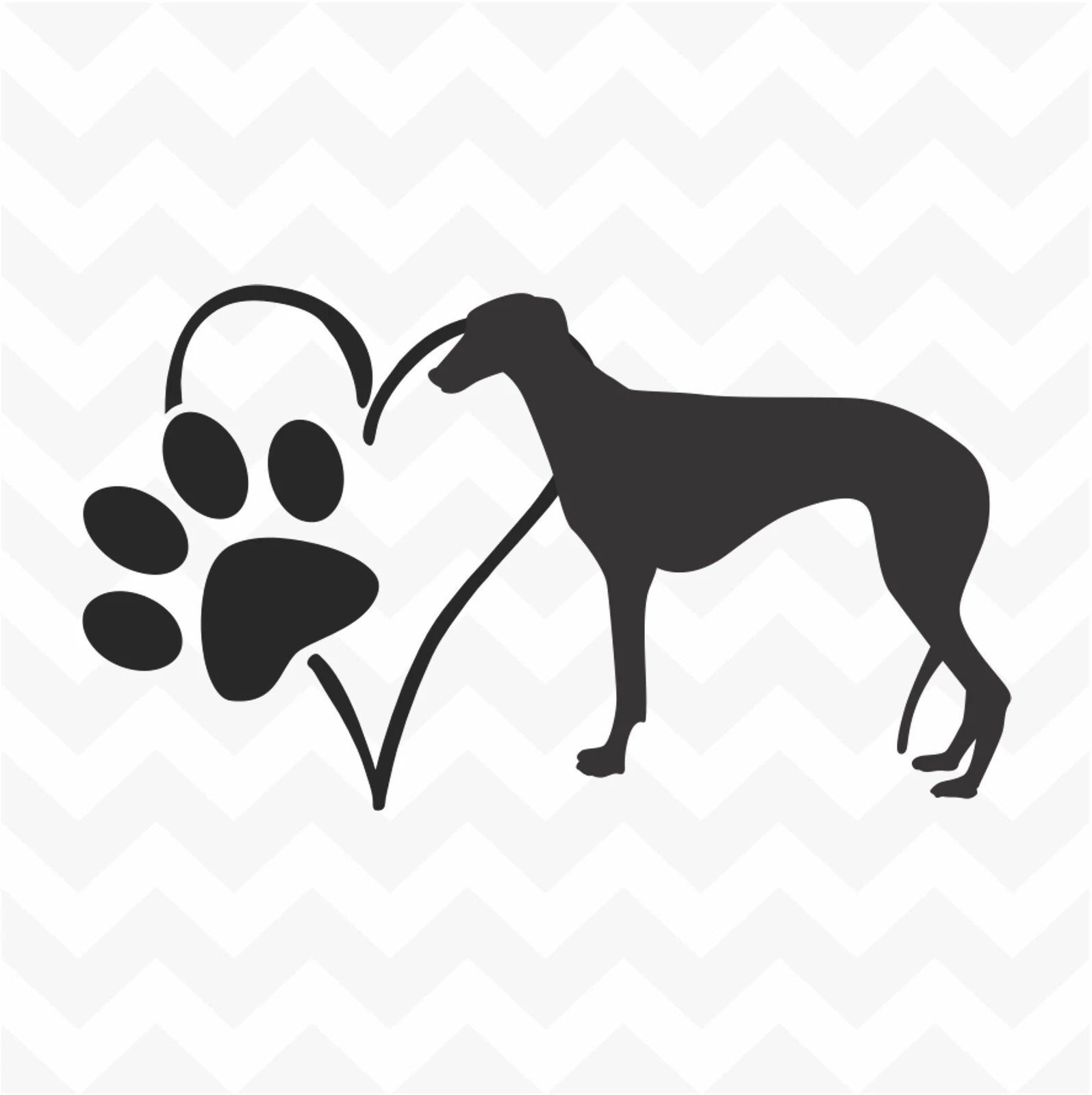 Greyhound Heart Die Cut Vinyl Decal