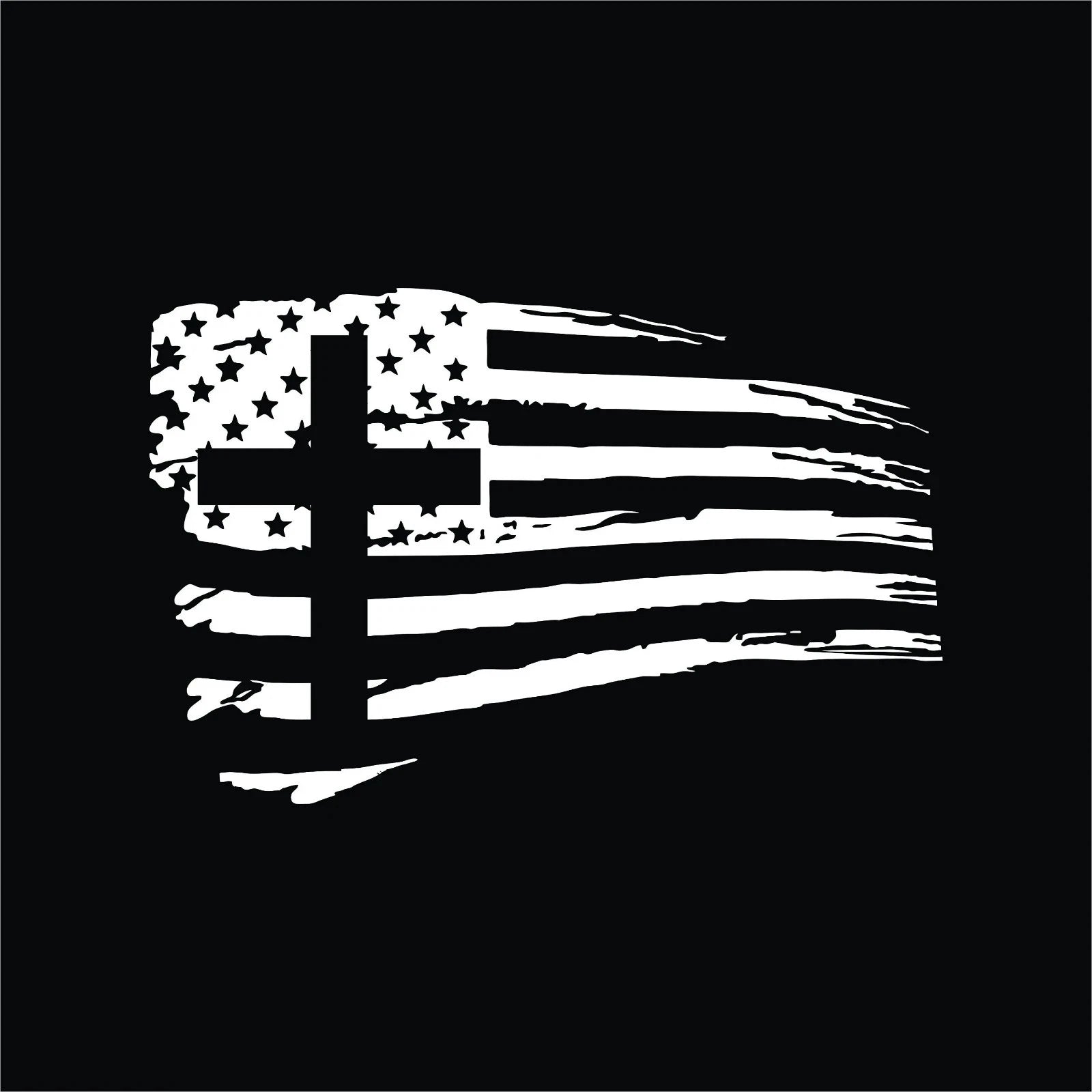 USA Flag Cross Distressed Die Cut Vinyl Decal