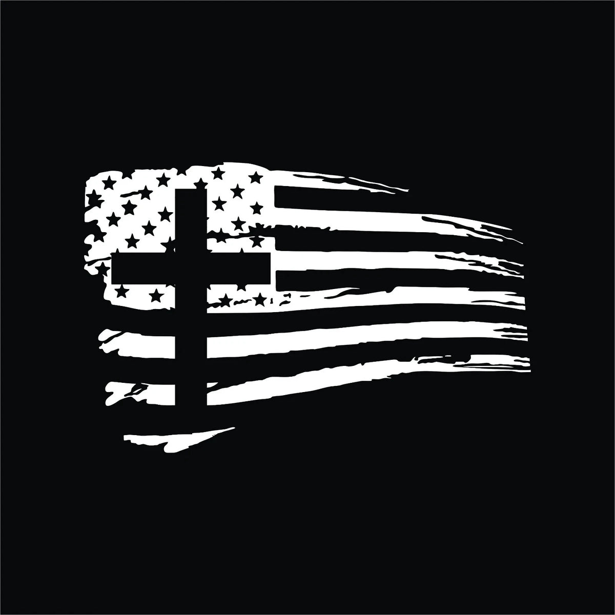 USA Flag Cross Distressed Die Cut Vinyl Decal