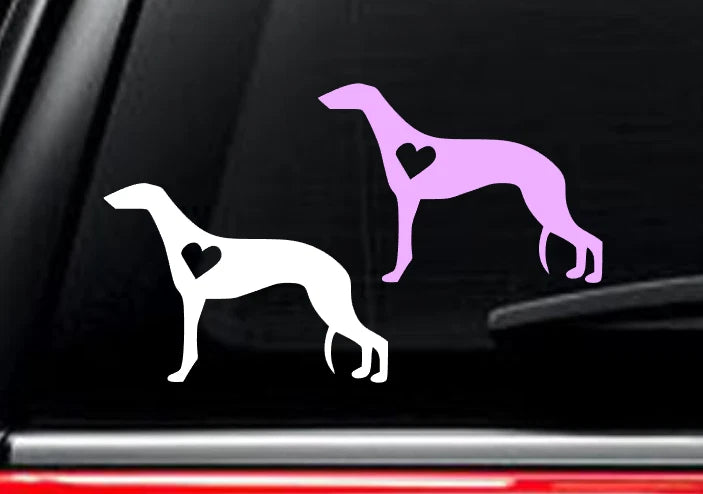 Greyhound Dog with heart Die Cut Vinyl Decal