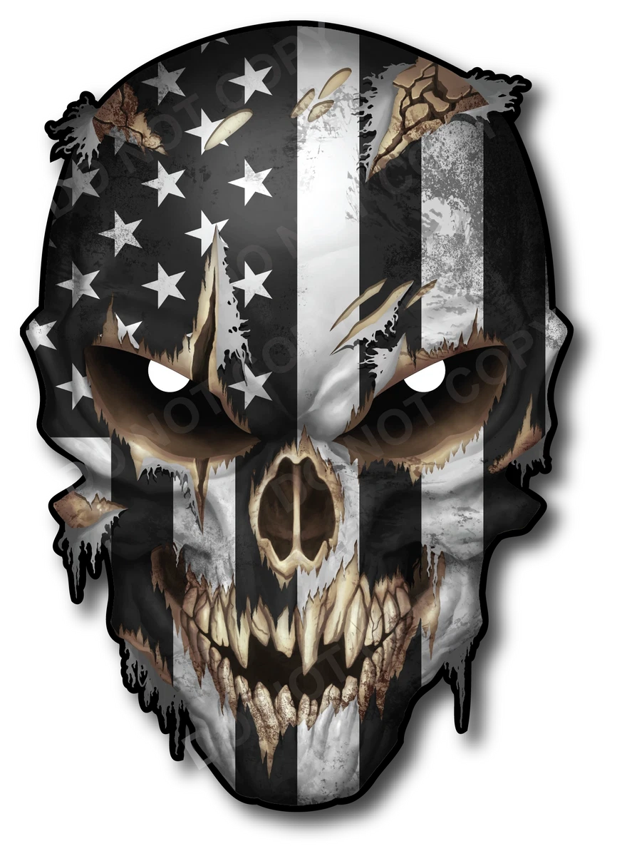 USA American Flag Skull Die Cut Vinyl Decal