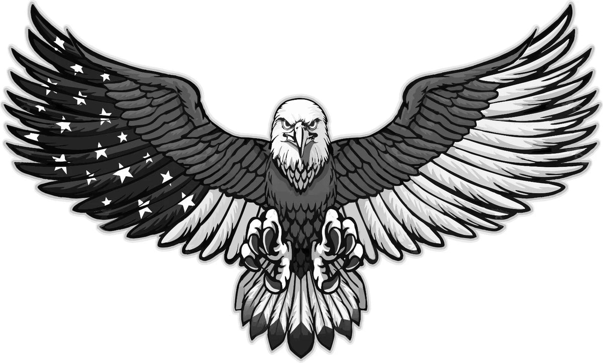 American Bald Eagle Black White DECAL STICKER, Die Cut Vinyl Decal