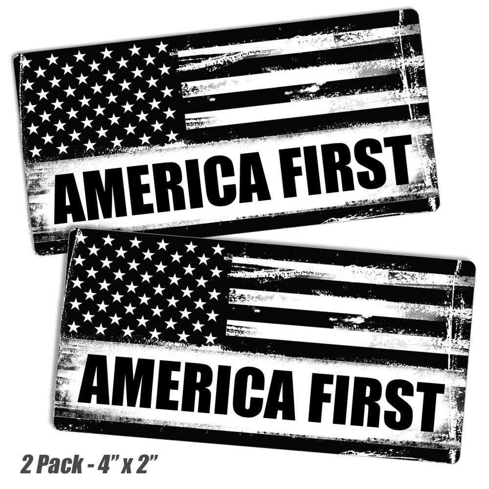 America First Black and White American Flag Die Cut Vinyl Decal