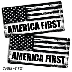America First Black and White American Flag Die Cut Vinyl Decal