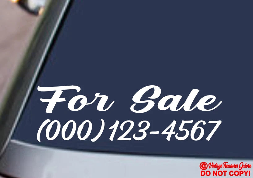 FOR SALE with YOUR PHONE NUMBER Die Cut Vinyl Decal