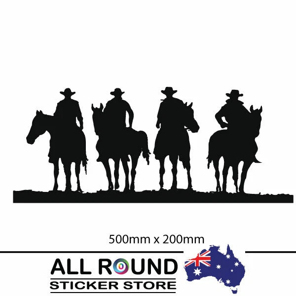 Cowboys on Horseback Vehicle sticker. Die Cut Vinyl Decal/ Bumper For Windows, Cars, Trucks, Laptops, Etc.