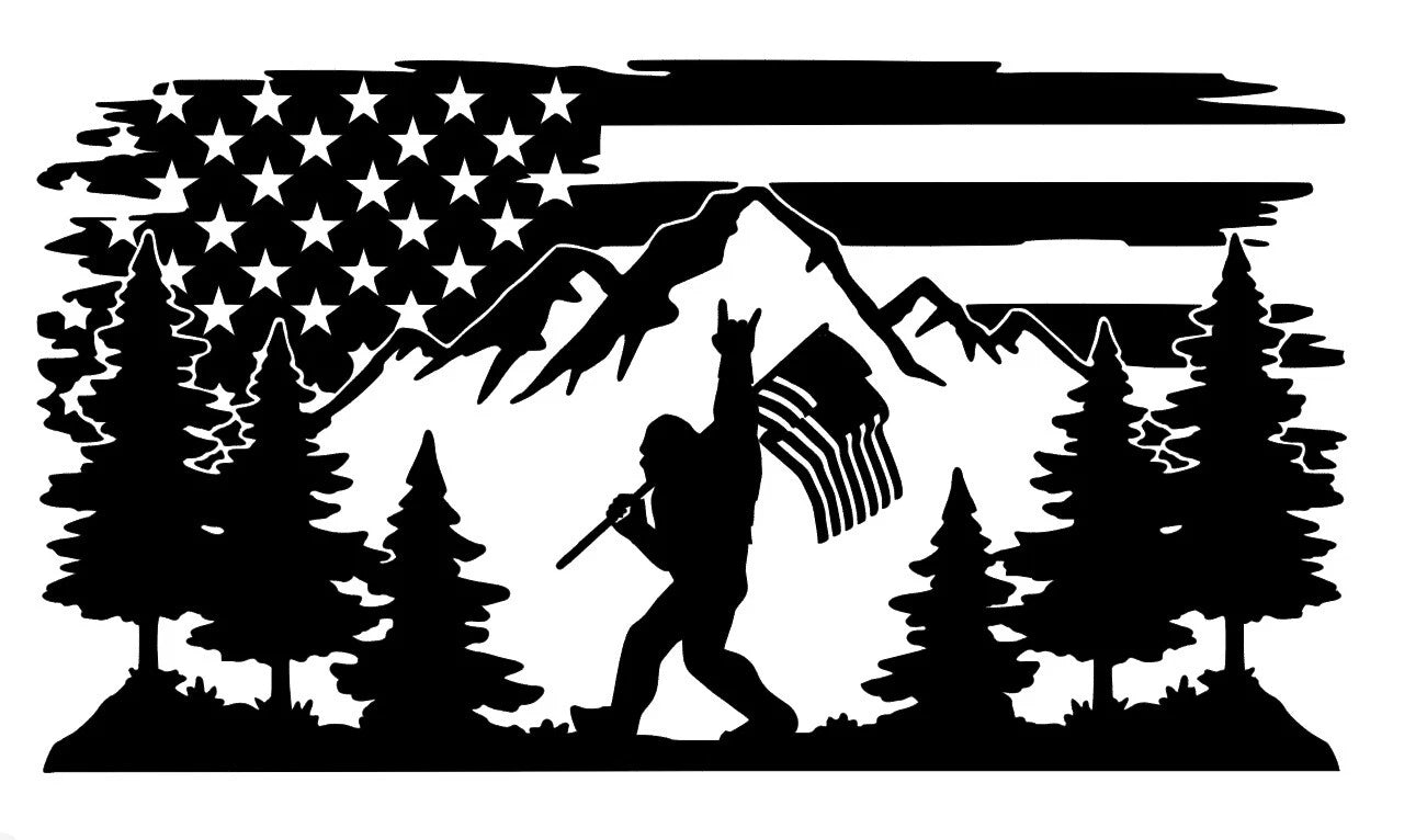 Patriot Bigfoot Die Cut Vinyl Decal