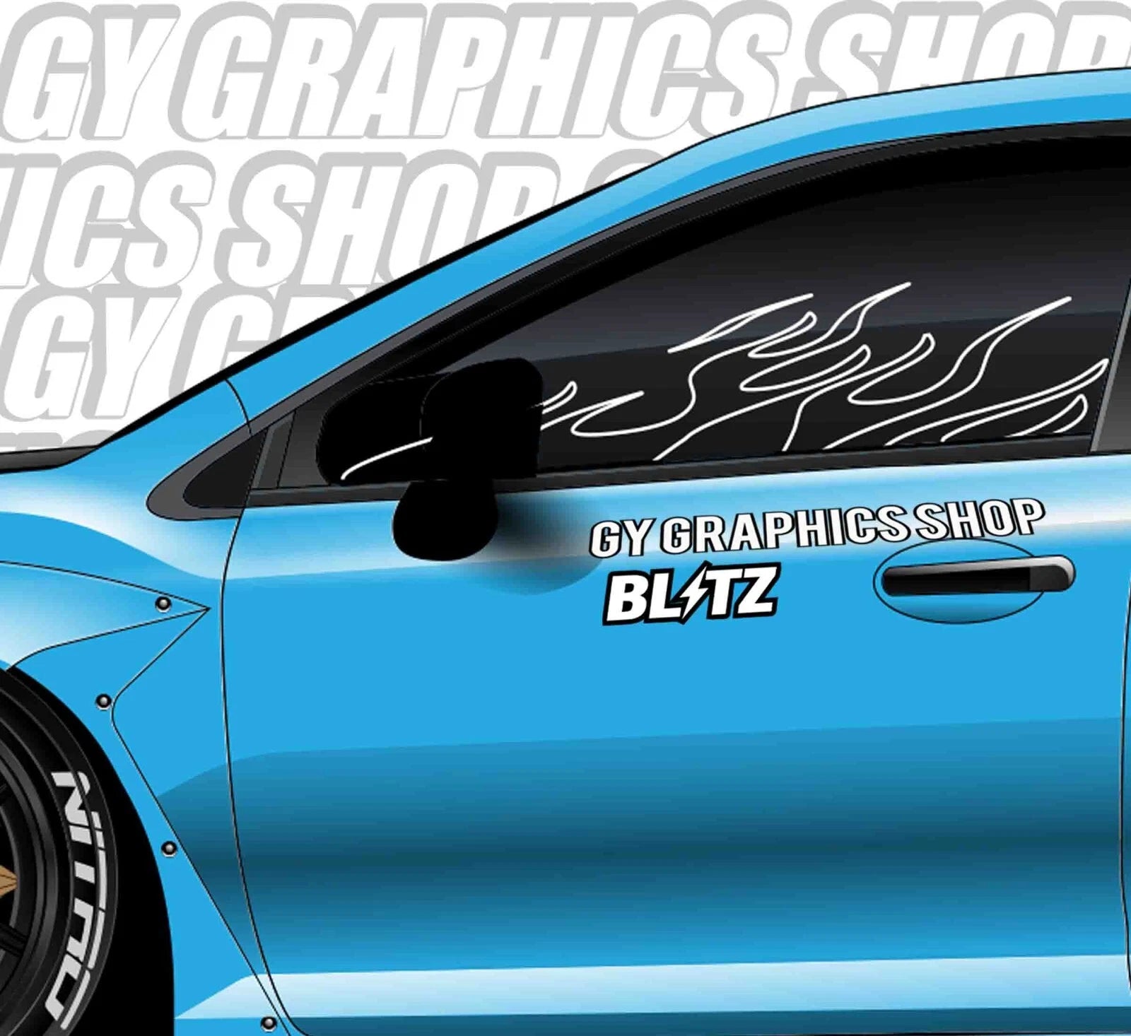 WINDOW FLAME DECAL Outline Decal Car Sticker Banner JDM Vinyl Graphic Kanji KDM Die Cut Vinyl Decal