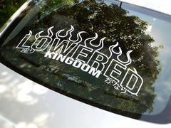 Lowered Kingdom flame Window Decal Car Sticker Banner JDM Vinyl Graphic Kanji Die Cut Vinyl Decal