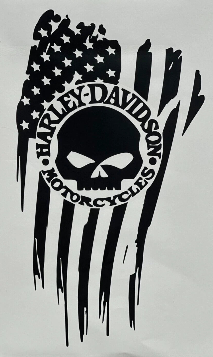 Motorcycle American Flag for Harley ANY Color Vinyl Decal FREE SHIPPING  Die Cut Vinyl Decal