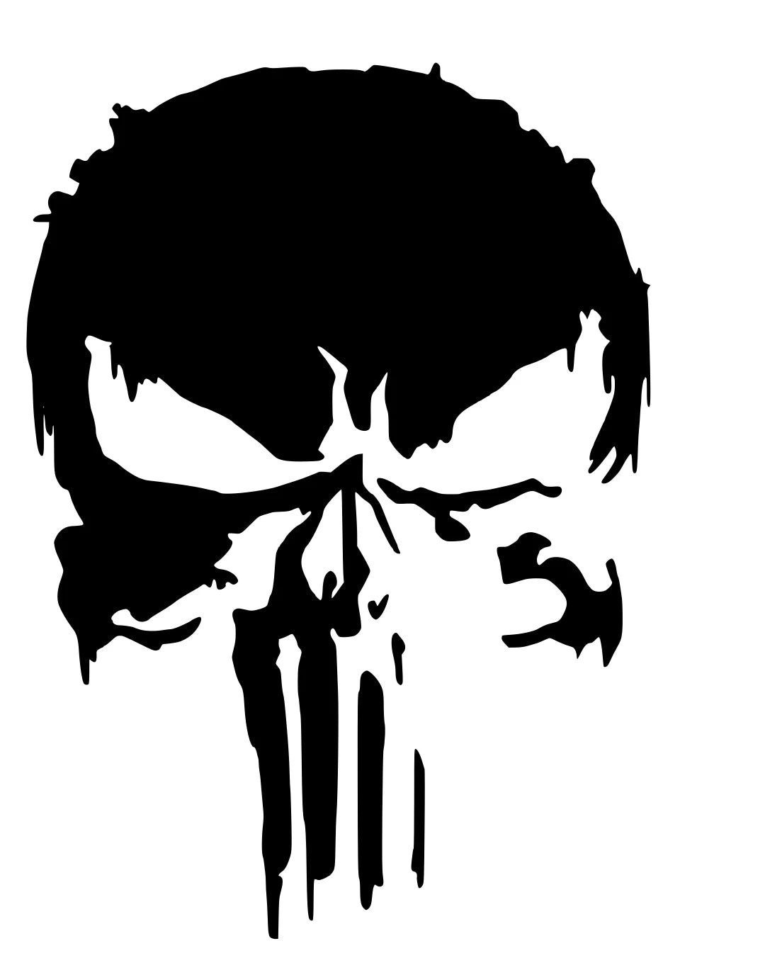 Distressed Punisher Skull  Die Cut Vinyl Decal