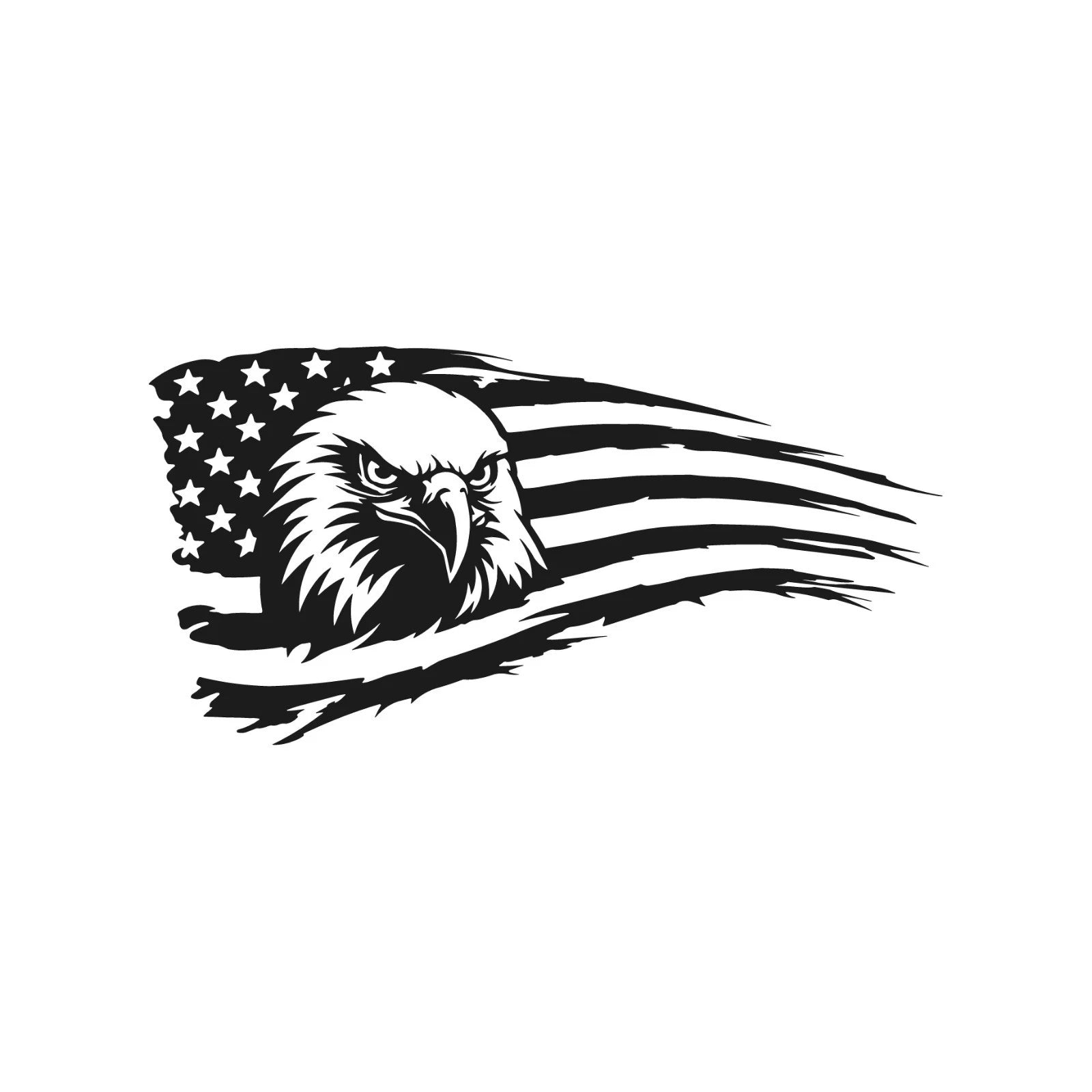 USA Tattered American Flag Bald Eagle Die Cut Vinyl Decal