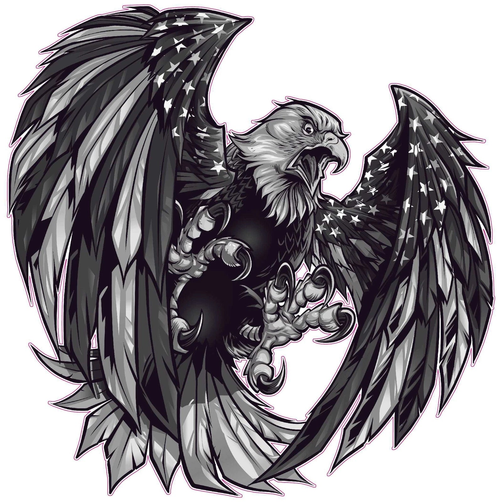 Screaming American Flag Bald Eagle Wings Die Cut Vinyl Decal