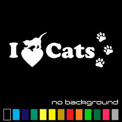 I Love Cats Die Cut Vinyl Decal