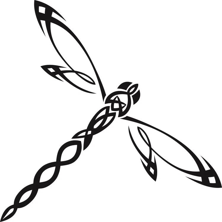 Dragonfly Tribal Design Black Celtic Intricate Die Cut Vinyl
