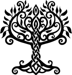 4” Celtic Tree Of Life Sticker Irish Leaves Druid Symbol Roots Intricate Black Die Cut Vinyl Decal