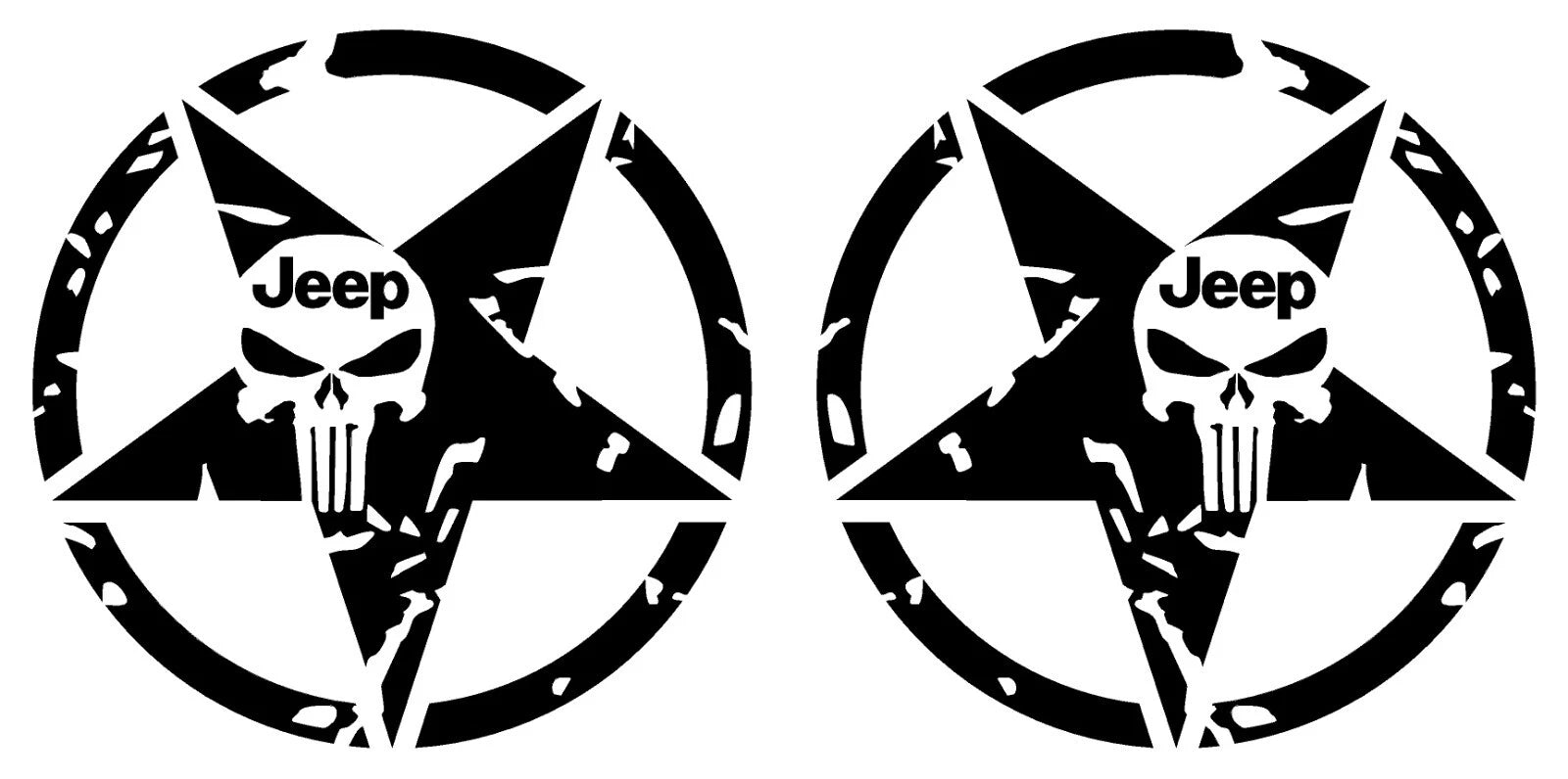 US Army Star Punisher Skull Fits Jeeps L and R Die Cut Vinyl Decal