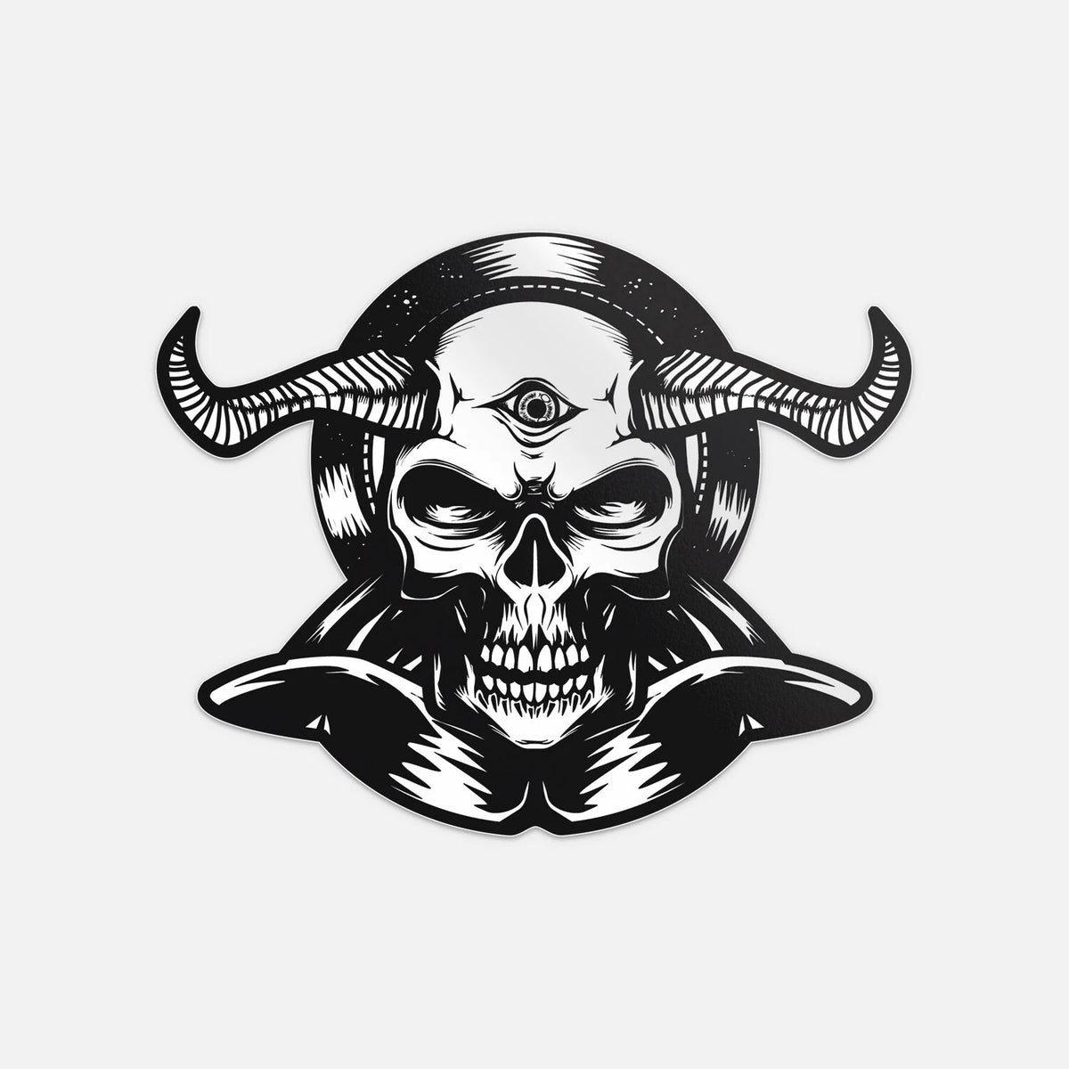 Devil Torso Horn Skull Die Cut Vinyl Decal