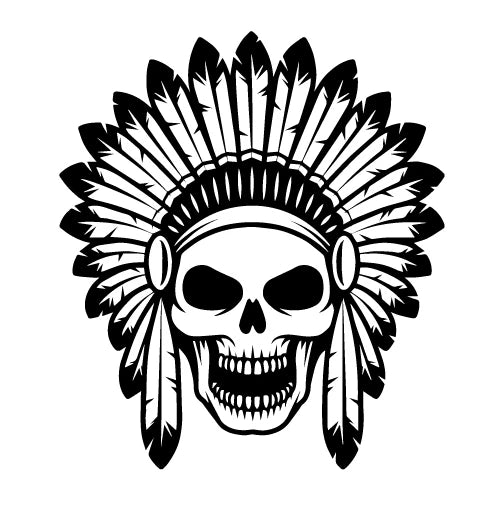 Indian Chief Skull Sticker Die Cut Vinyl Decal