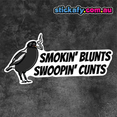Smokin' Blunts Swooping C*nts Sticker - Funny Laptop Car Window Bumper JDM Decal